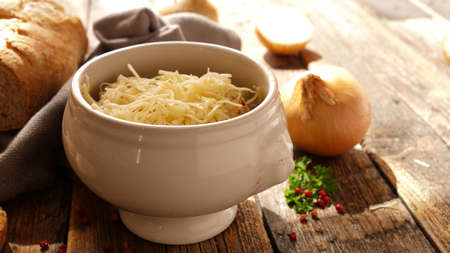onion soup with bread toast and gruyere
