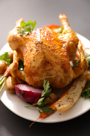 baked chicken and vegetableの写真素材