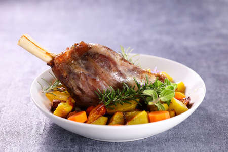 roasted lamb chop and vegetableの写真素材