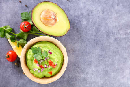guacamole with fresh ingredient- top viewの写真素材