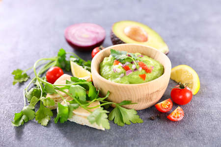 guacamole with fresh ingredientの写真素材