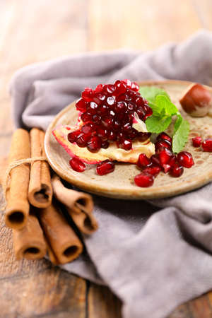 close up on pomegranate with spicesの写真素材