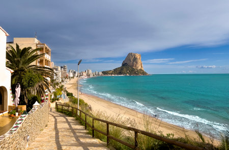 Calp in Spain- Costa blanca, beach, architecture and rockの写真素材