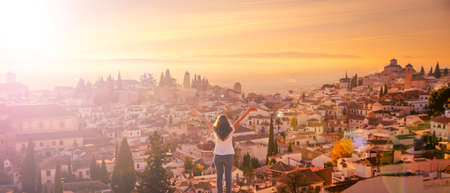 woman travel in Granada- Andalusia, Spainの写真素材