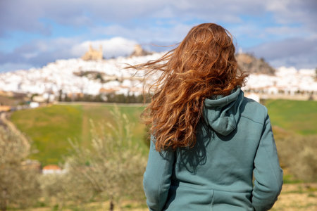 woman travel in Andalusian village - Spainの写真素材