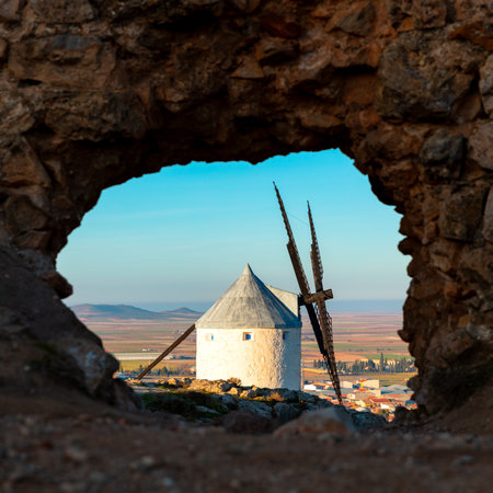 Windmill ,Consuegra near Toledo, Castile-La Mancha, Spainの写真素材