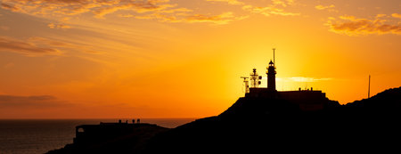 sunset at lighthouse (cabo de gata in Spain)の写真素材