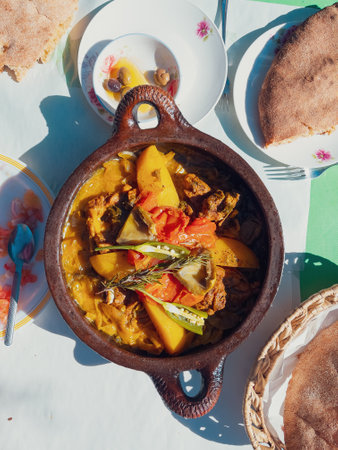 Tagine with meat and vegetablesの写真素材