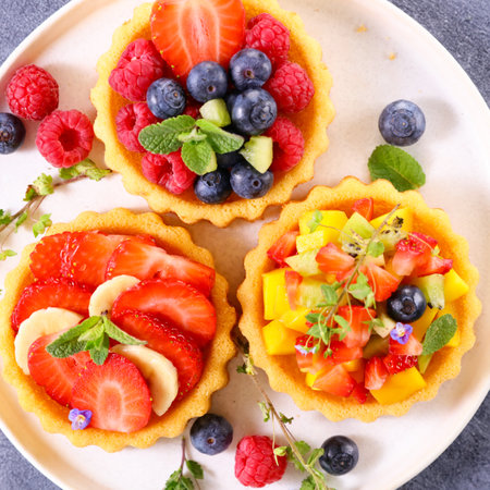 appetizing of berries fruit tart dessert assortedの写真素材