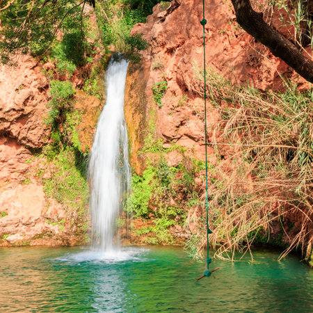 Beautiful waterfall waterfall in tropical landscape - Portugalの写真素材
