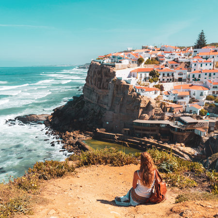 Azenhas do Mar- Sintra, Lisbon in Portugalの写真素材