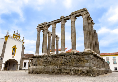 Roman temple- Diana temple in Portugal- Evoraの写真素材