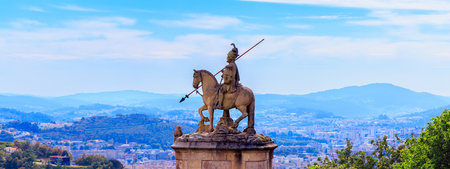 Sanctuary of Bom Jesus do Monte- Statue- Braga in Portugal-2023のeditorial素材