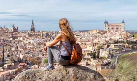 Tour tourism in Toledo panoramic city view- Spainの写真素材