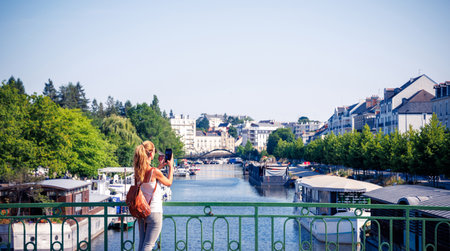 Woman in Nantes- Europa- Franceの写真素材