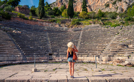 The ancient greek theater of Delpi in Greece- travel, tourism, vacationの写真素材