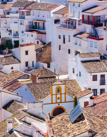 Setenil de las Bodegas- tour tourism in typical white village in Spainの写真素材