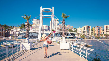 Happy Traveler in Albania- Travel, tour tourism in Balkans, Europeの写真素材
