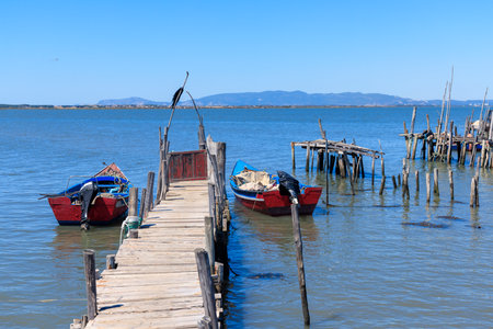 Porto Palafita da Carrasqueira, Portugal-ancient fishing pierの写真素材