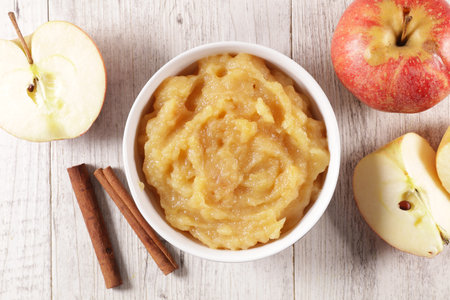 Homemade Apple Compote, apple sauceの写真素材