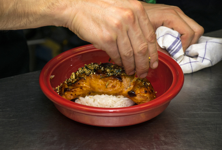 Salmon Steak with Riceの写真素材