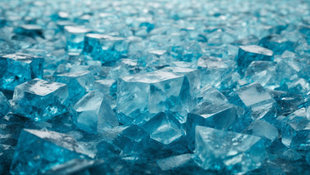 Ice cubes on a blue background. Blue ice backgroundの素材