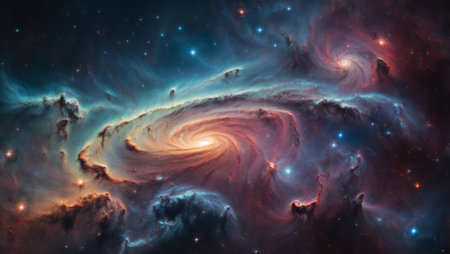 Stars of a planet and galaxy in a free spaceの素材