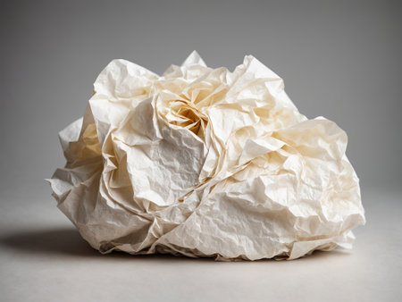 Crumpled paper ball on white background, Recycling conceptの素材