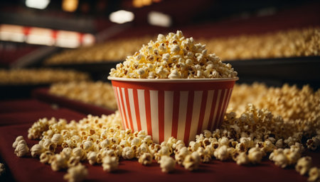 Popcorn in a bucket. Selective focus.の素材