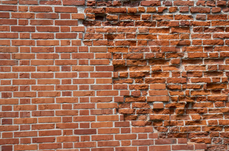 Wall backgrounds from Kerpichs of different colors and different houses.の写真素材