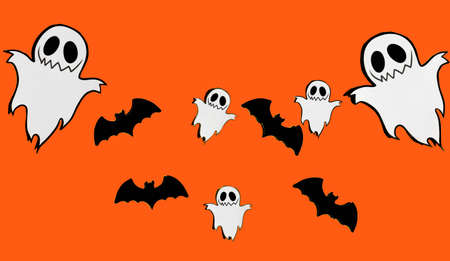 Halloween backgrounds. On an orange background. Hellwin jewelry. Letteringの写真素材