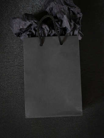 Empty black gift boxes. Black Friday. On a black backgroundの写真素材