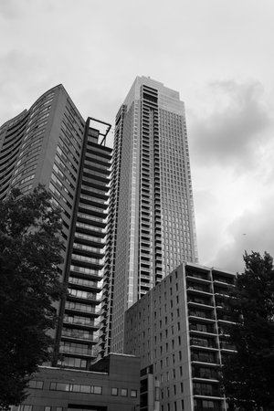 Modern skyscrapers in Sydney, Australia. black and white.の写真素材