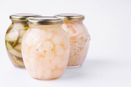 Fermented vegetables on a white background. copy spacesの写真素材