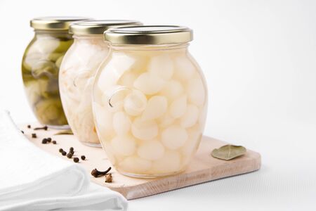 Fermented vegetables on a white background.の写真素材