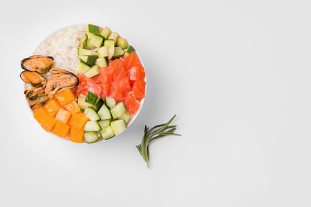 poke salad on a white background copy spaceの写真素材