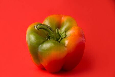 ugly red pepper close up. food waste concept zeroの写真素材