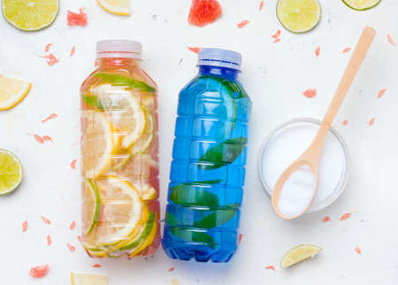 drinks with collagen in a bottle on a white backgroundの写真素材