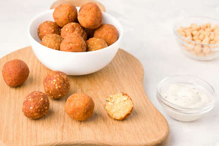 Middle eastern food concept. Falafel Vegan Fried Chickpea Ballsの写真素材