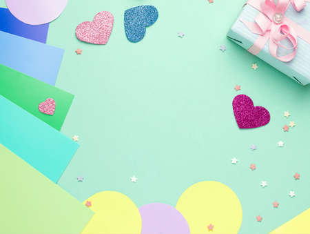 green background for creativity. copy spaceの写真素材