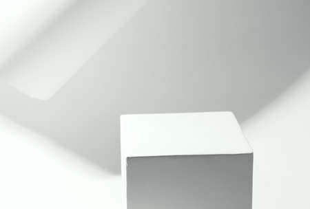 Empty podium on a white background. Monochromeの写真素材