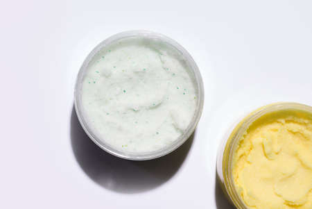 Cleansing scrub. View from above. White backgroundの写真素材