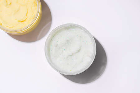 Body scrub on a white background. View from above. Close-upの写真素材