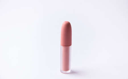 Lipstick matte on a white background. copy spaceの写真素材