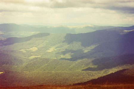 Mountain ranges of the Carpathians in the summer, with filterの写真素材