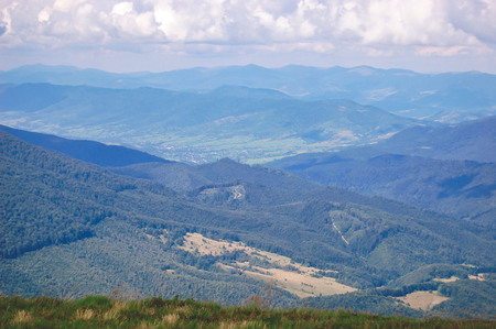 Carpathian mountain ranges of hills, mountains, far from the prospect landscapeの写真素材
