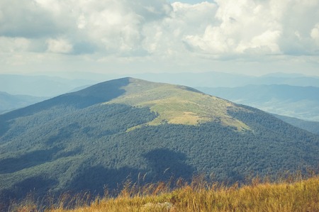 Mount with a bald vertex on a cloudy dayの写真素材