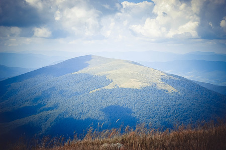 Mount with a bald vertex on a cloudy dayの写真素材
