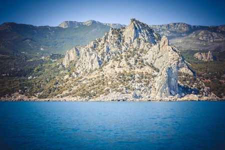 cliff, rocks in the sea with filterの写真素材