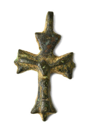 archaeological find Christian crosses isolated on white backgroundの写真素材